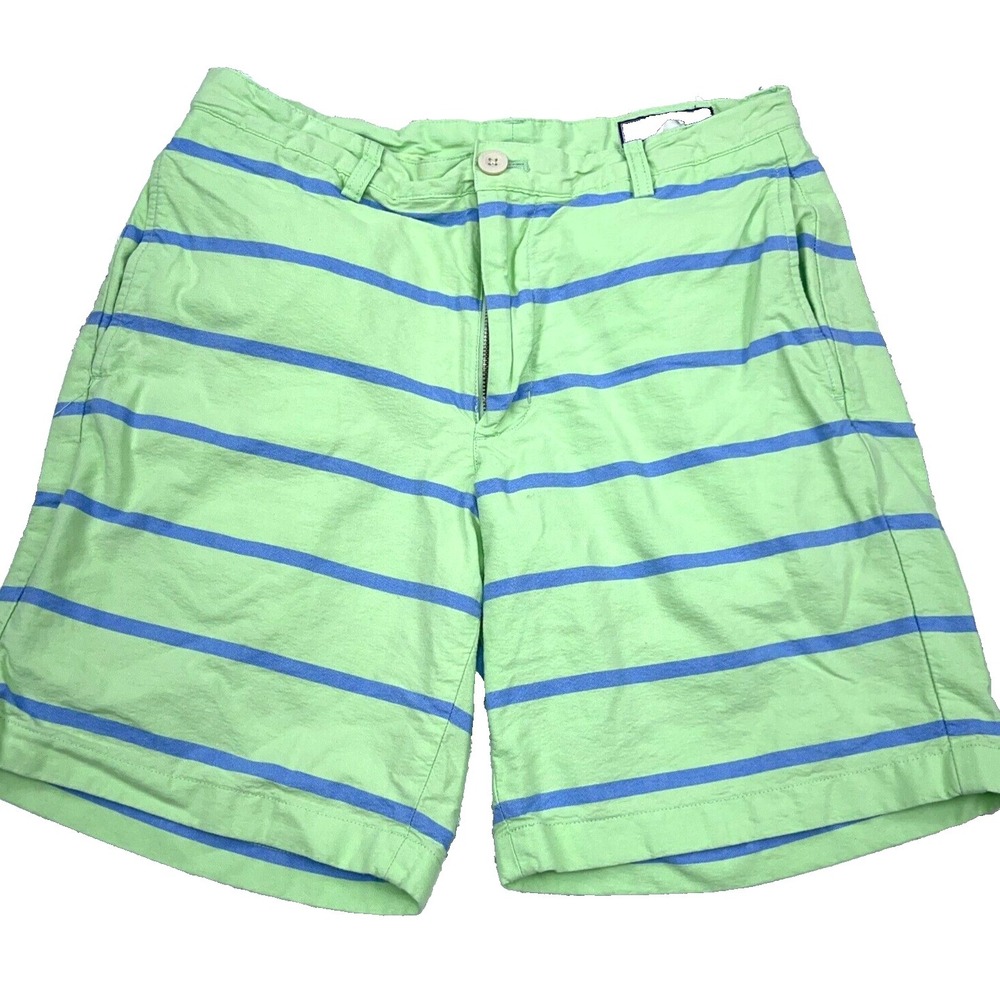Vineyard Vines Chino Shorts Men 30 Green Blue Striped Golf Twill Preppy Colorful